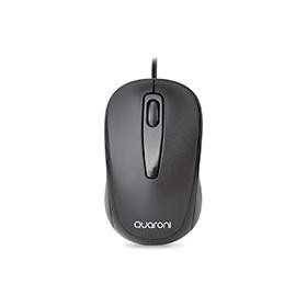 Mouse Óptico Alambrico Quaroni Negro 1200 Dpi - Diseño Ergonómico y Preciso.