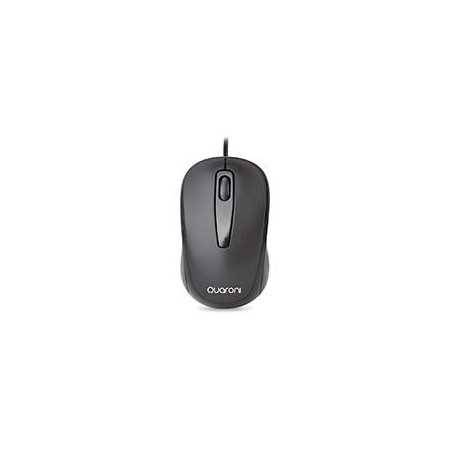 Mouse Óptico Alambrico Quaroni Negro 1200 Dpi - Diseño Ergonómico y Preciso.