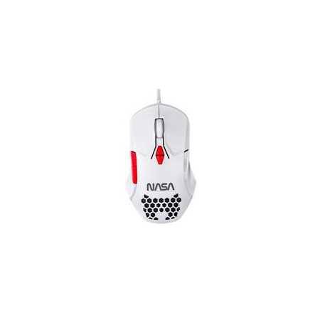 Mouse Gamer Nasa by Techzone NS-GM04, Led RGB, Alámbrico, Blanco - ¡Ideal para gaming!