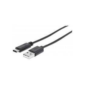 Cable USB Manhattan 354981-C V3.1, C-A 3.0M Negro rápida transferencia de datos.