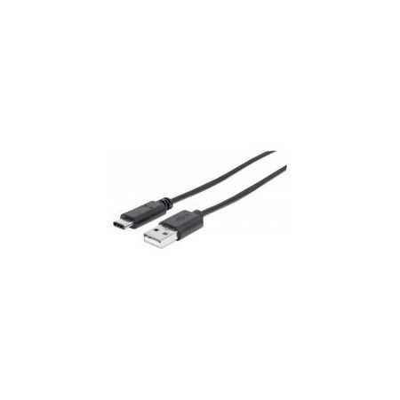 Cable USB Manhattan 354981-C V3.1, C-A 3.0M Negro rápida transferencia de datos.