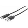 Cable USB Manhattan 354981-C V3.1, C-A 3.0M Negro rápida transferencia de datos.