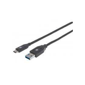 Cable USB Manhattan 354974 -C V3.1 C-A 2.0M Negro, Alta Velocidad