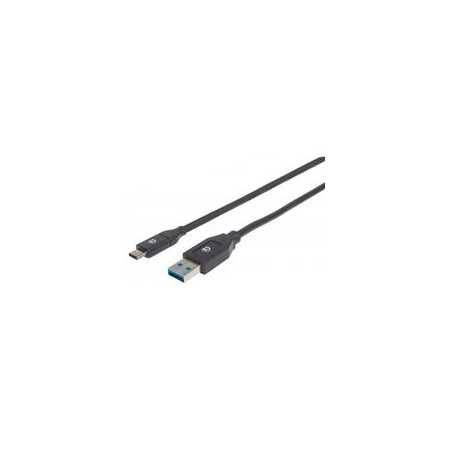 Cable USB Manhattan 354974 -C V3.1 C-A 2.0M Negro, Alta Velocidad