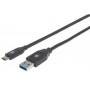 Cable USB Manhattan 354974 -C V3.1 C-A 2.0M Negro, Alta Velocidad