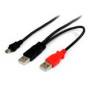 Cable de 1.8M USB en Y para discos duros externos - 2x USB A.