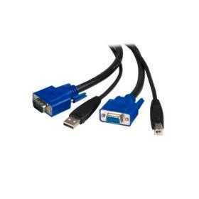 Cable KVM de 1.8M VGA USB A B HD15 - 2 en 1, Todo en Uno.