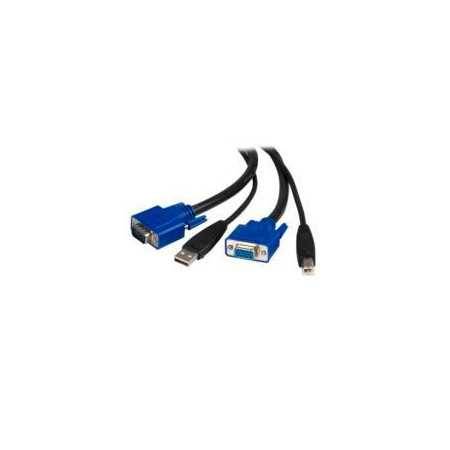 Cable KVM de 1.8M VGA USB A B HD15 - 2 en 1, Todo en Uno.