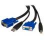 Cable KVM de 1.8M VGA USB A B HD15 - 2 en 1, Todo en Uno.