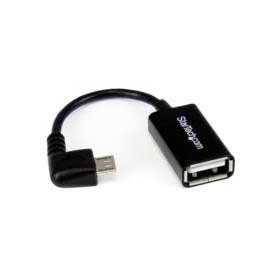 Adaptador Micro USB a USB OTG Acodado, Derecha - Conectividad eficiente para dispositivos.