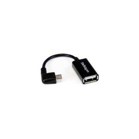 Adaptador Micro USB a USB OTG Acodado, Derecha - Conectividad eficiente para dispositivos.