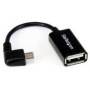 Adaptador Micro USB a USB OTG Acodado, Derecha - Conectividad eficiente para dispositivos.