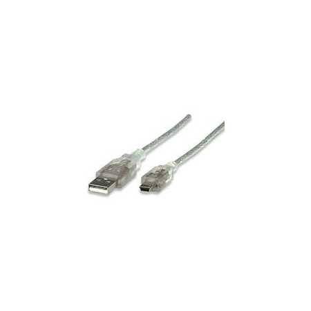 Cable USB Manhattan 333412 V2.0 A-Mini B 1.8M Plata - Carga rápida y confiable.