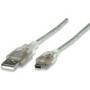 Cable USB Manhattan 333412 V2.0 A-Mini B 1.8M Plata - Carga rápida y confiable.