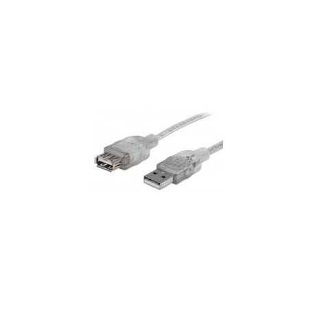 Cable USB Manhattan 336314 V2.0 Extensión 1.8M Color Plata