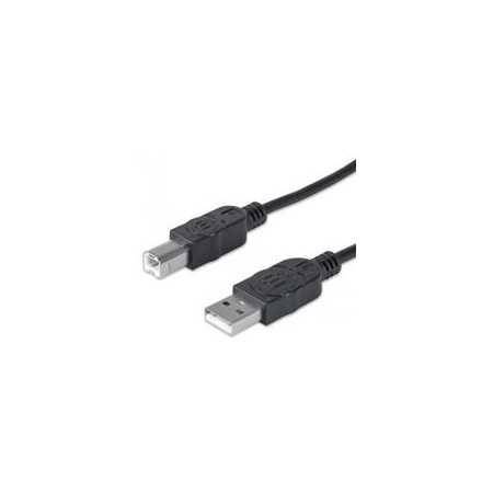 Cable USB Manhattan 33382 V2.0 A-B 3.0M Negro - Conexión Rápida y Estable