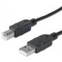 Cable USB Manhattan 33382 V2.0 A-B 3.0M Negro - Conexión Rápida y Estable
