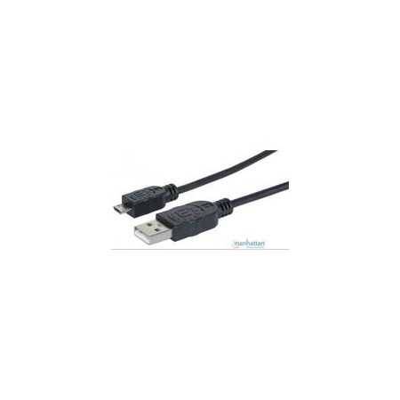 Cable USB Manhattan 307178 V2 A-Micro B Bolsa PVC 1.8M Negro