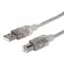 Cable USB Manhattan 345408 V2.0 A-B 5.0M Plata -  Transferencia rápida de datos.