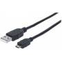 Cable USB Manhattan 3.0M Neg, V2 A-Micro B, Bolsa PVC 325684.