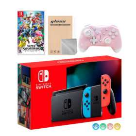 Nintendo Switch Neon Red Blue Joy Console Set, paquete con Super Smash Bros. Ultimate y Mytrix Wireless Switch Pro Contr Nintendo Switch Neon Red Blue Joy Console Set, paquete con Super Smash Bros. Ultimate y Mytrix Wireless Switch Pro Contr