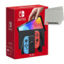Nintendo Switch Modelo OLED (Neon Red & Neon Blue Joy-Con, Black Dock) con tela de limpieza de pantalla de microfibra