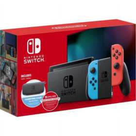 Nintendo Switch Neon Blue & Red Joy-Con + Membresía de 12 meses + Caso de transporte Nintendo Switch Neon Blue & Red Joy-Con + Membresía de 12 meses + Caso de transporte