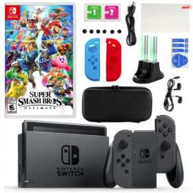Nintendo Switch in Gray con Super Smash Bros y Kit de accesorios Nintendo Switch in Gray con Super Smash Bros y Kit de accesorios