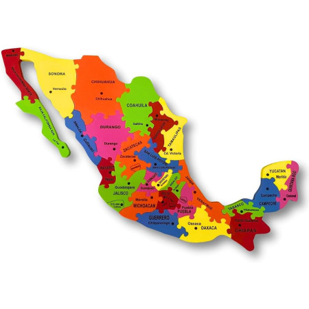 Beetbul Mapa de México Foamy Jumbo 48×39 cm – Rompecabezas Didáctico con 32 Estados y Capitales - GMC-BEE-7503053751347