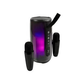 Bocina Portatil Transparente Rgb con 2 Microfonos Inalambricos Cosmo