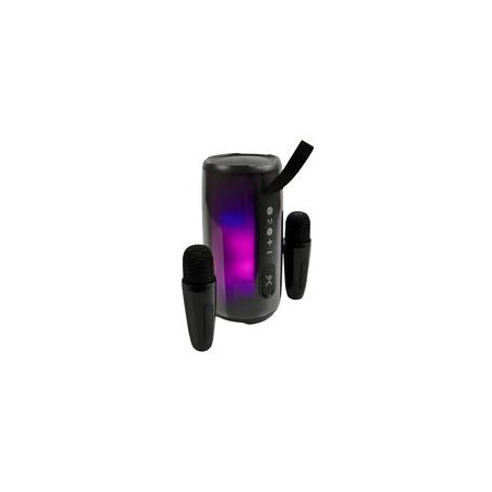 Bocina Portatil Transparente Rgb con 2 Microfonos Inalambricos Cosmo