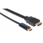 Cable USB,MANHATTAN,152235,-C a HDMI M 1.0M 4K@30HZ, Negro