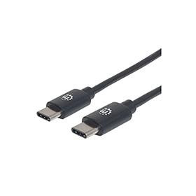 Cable USB,MANHATTAN,354868,-C V2.0, C-c 0.5M Negro 60W, 480MBPS