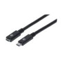 Cable USB,MANHATTAN,355230,-C V3.1, Ext. 0.5M Negro 10GBPS 5A