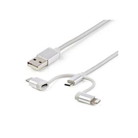 Cable Trenzado de 1M USB a Lightning USB-C y Micro USB - Cable