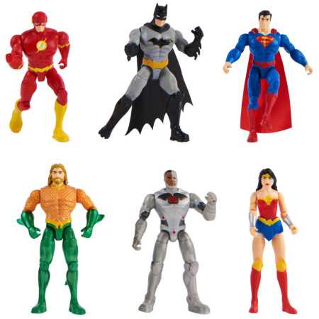 Figuras DC Comics, Justice League de 4 pulgadas en paquete de 6 unidades.