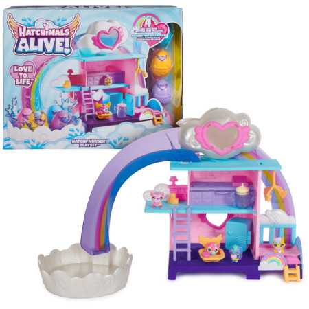¡Hatchimals Alive Hatchi-Nursery Playset con 4 figuras y 13 accesorios! ¡Consíguelo hoy!