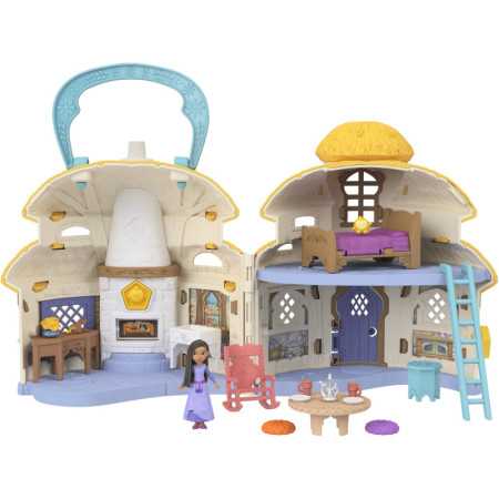 Juego casero cabaña Disney con Asha Rosa Mini Doll, Star Figura y 15+ accesorios.