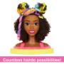 Cabeza de Estilismo Deluxe de Barbie con Accesorios de Color y Cabello Rizado Arcoíris Castaño.