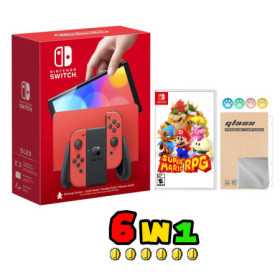 2023 NUEVO NINTendo Switch OLED Model Mario Red Edition Joy Con 64GB Consola HD Screen & Lan -Port Dock con Super Mario