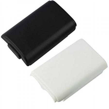 Cubierta de batería de controlador negro GTMAX + Tapa de batería de controlador blanco para Microsoft Xbox 360