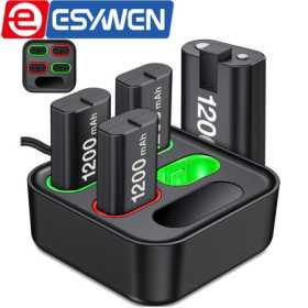 Cargador Esywen para paquete de baterías recargables de Xbox, paquetes de baterías de controlador Xbox One de 4 x 1200mA Cargador Esywen para paquete de baterías recargables de Xbox, paquetes de baterías de controlador Xbox One de 4 x 1200mA