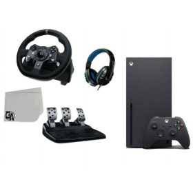 Xbox Series X Consola de videojuegos Negro con Logitech G920 Directivo del volante del perno como nuevo