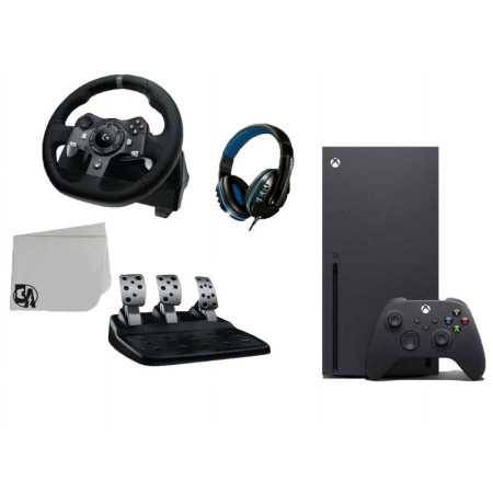 Xbox Series X Consola de videojuegos Negro con Logitech G920 Directivo del volante del perno como nuevo