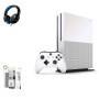 Microsoft Xbox One S 500GB, 4K Ultra HD White con paquete de auriculares del kit de limpieza de axtion de los pernos com