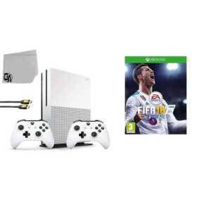 Microsoft Xbox One S 500GB Consola de juego White 2 Controlador incluido con FIFA 18 Bolt Axtion Bundle utilizado