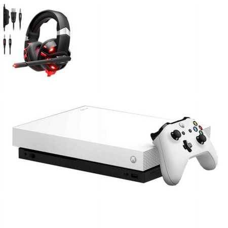 Consola de juego Microsoft Xbox One X 1TB White incluido el paquete de axtion de los pernos como nuevo
