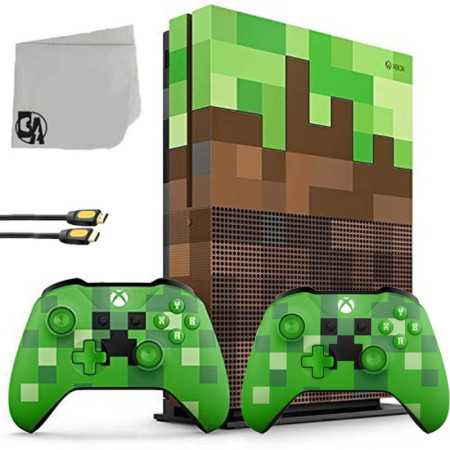 Microsoft 23C-00001 Xbox One S Minecraft Consola de juego 1TB de edición 1TB con 2 paquetes de axción de perno incluido