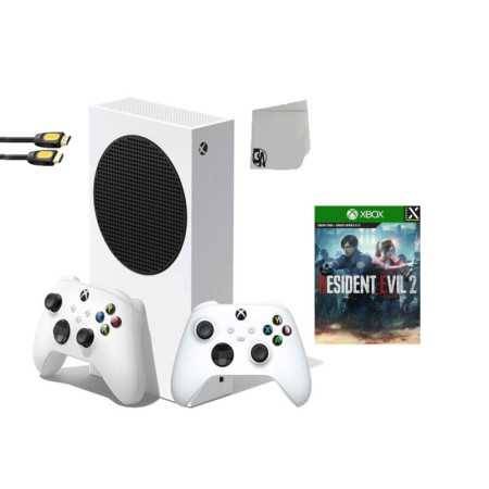 Consola de videojuegos de la Serie X de Xbox White White con el paquete de axción de perno de Resident Evil 2 con 2 cont
